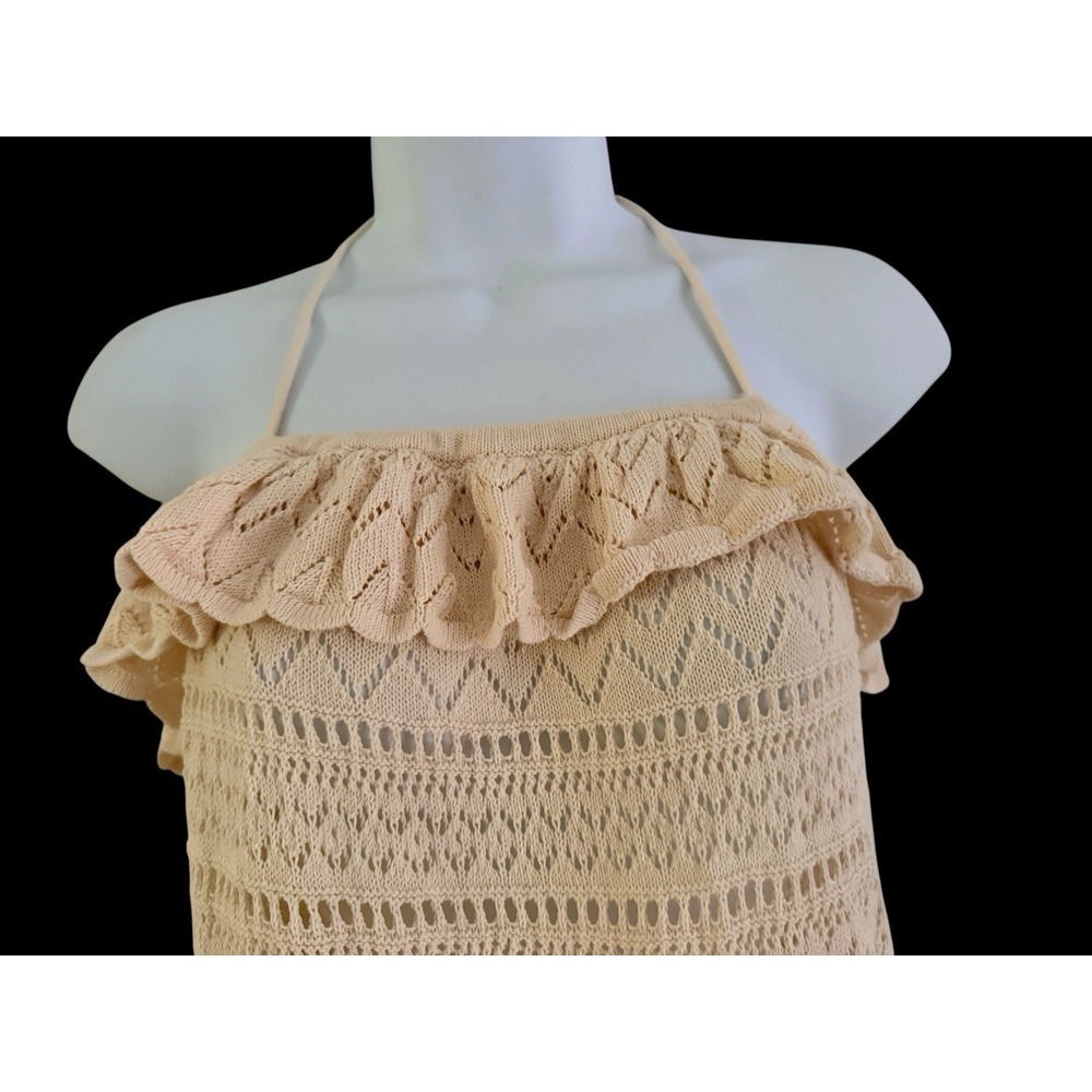 Bash Ba&sh Halter Dress L Cream Crochet Knit Maxi Cotton Boho Beach NWOT Beach - Picture 4 of 15